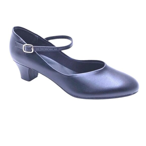 Womens Character Theatre Dance Shoes Leather Stage Salsa Black Performance - Picture 6 of 7